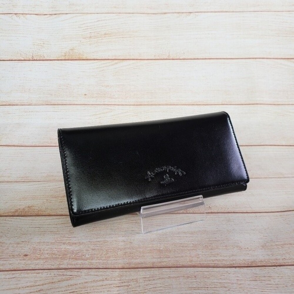 Vivienne Westwood Leather Long Flap Wallet with Snap Closure